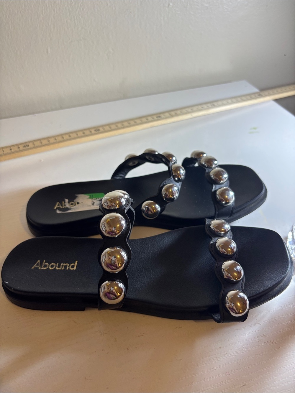 Abound Black Slide Sandals with Silver Dome Studs